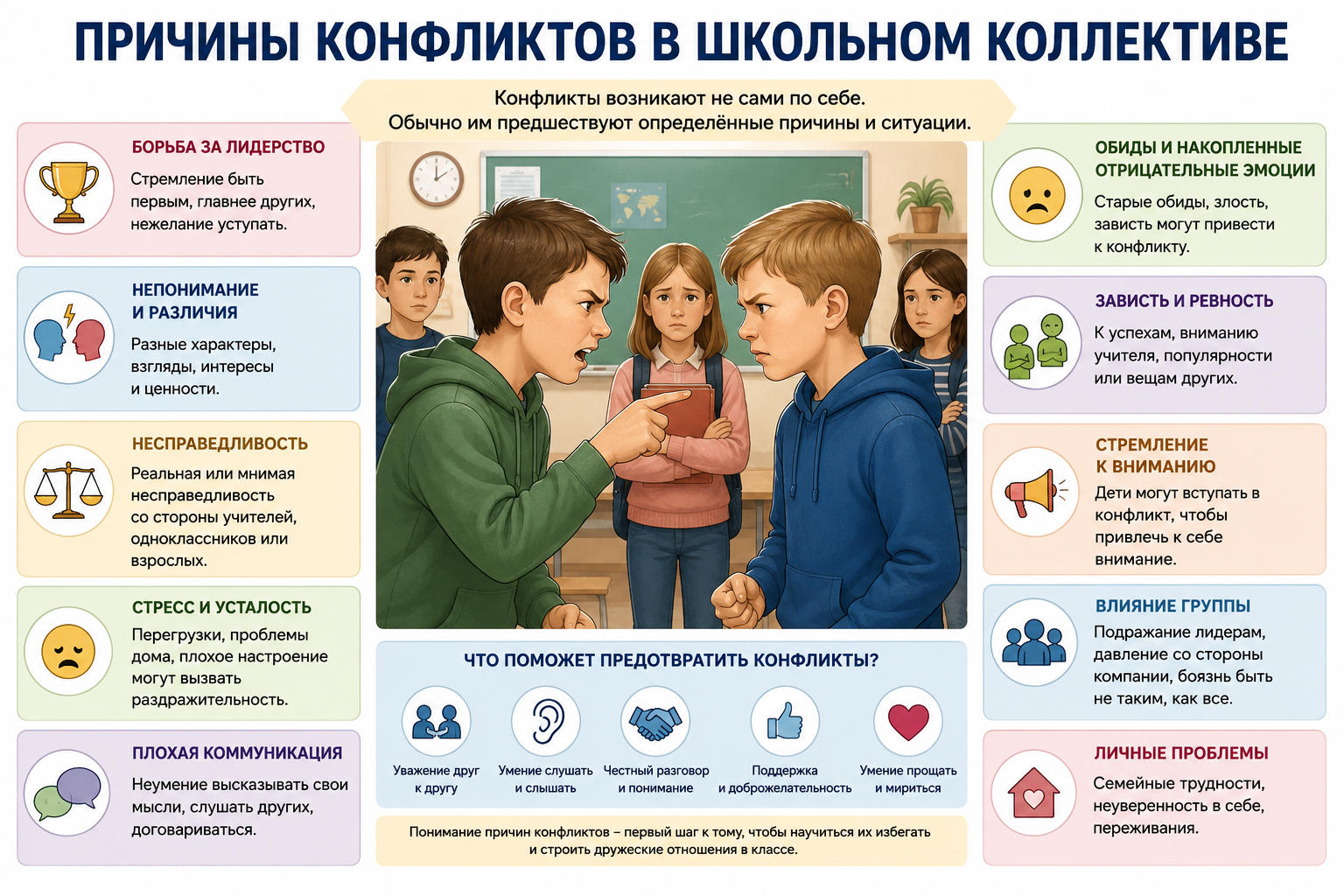 Причины конфликтов в школьном коллективе