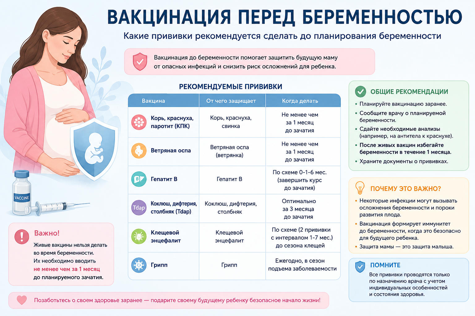 Какие прививки рекомендуется сделать до планирования беременности