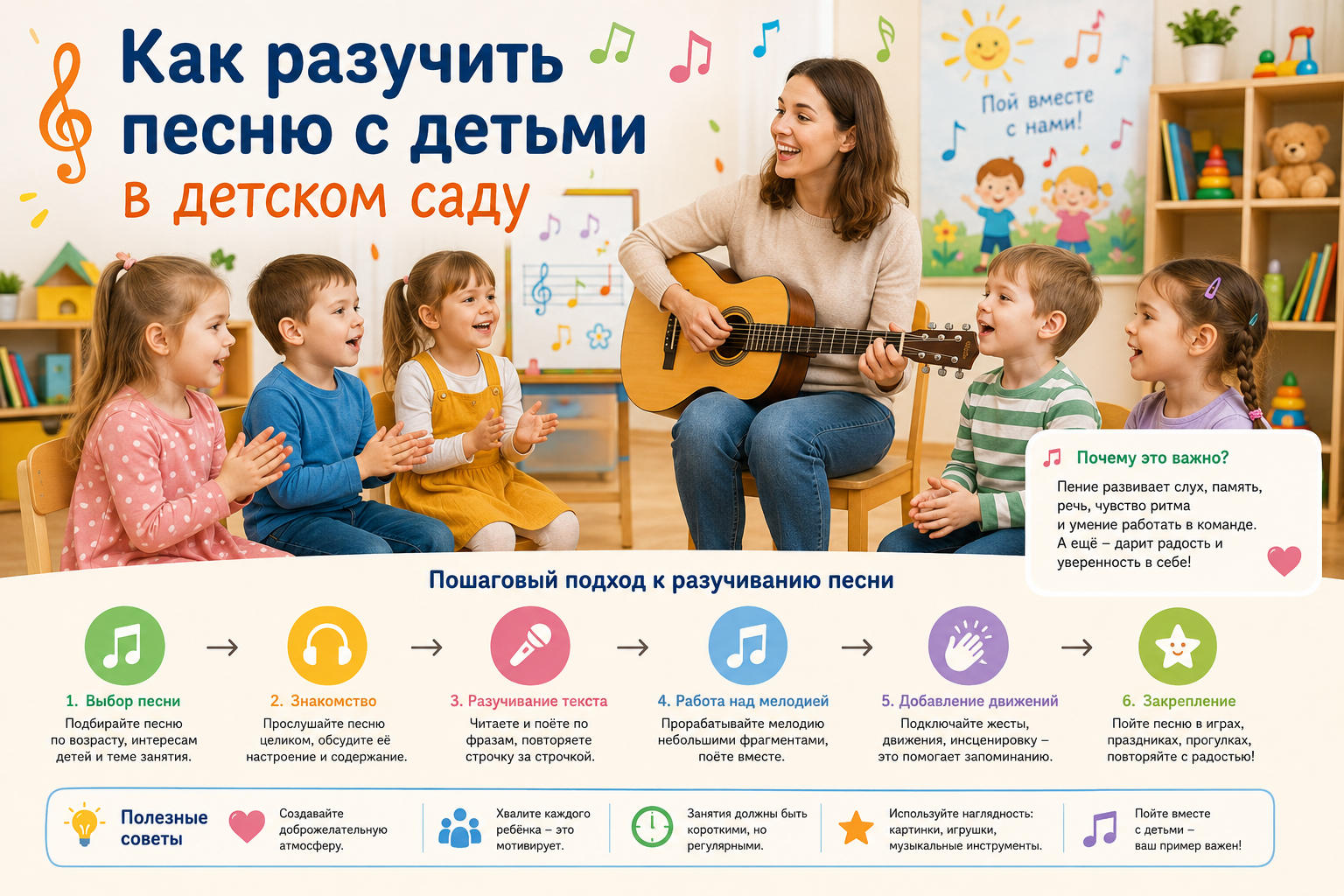 Как разучить песню с детьми в детском саду