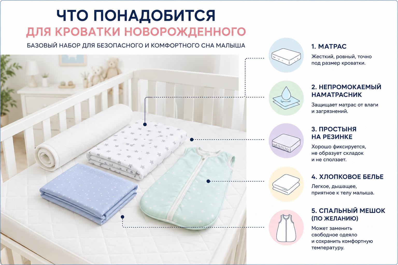 Что должно быть в кроватке новорожденного