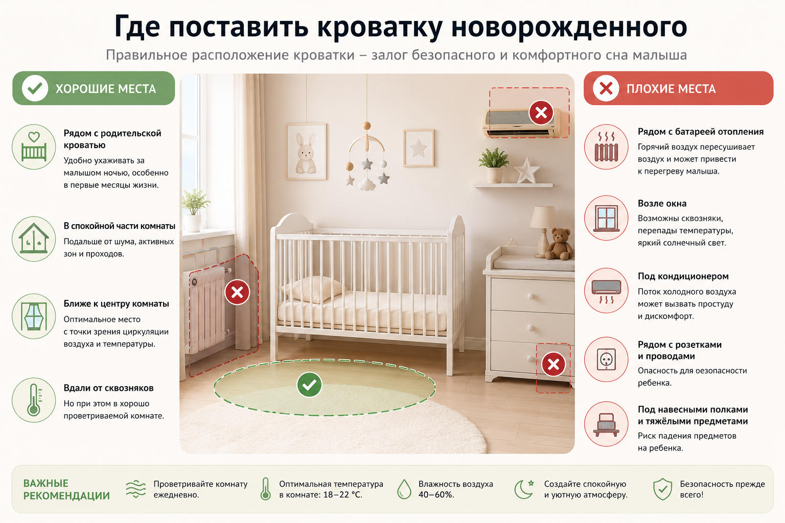 Где поставить кроватку новорожденного
