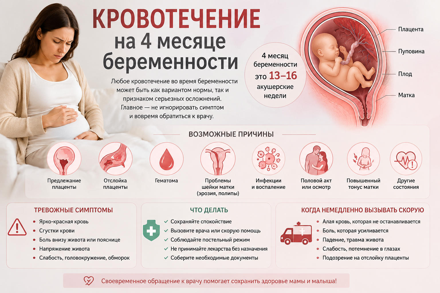 Кровотечение на 4 месяце беременности причины и что делать