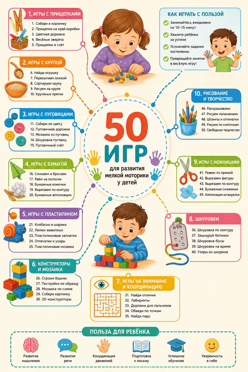 50 игр для развития мелкой моторики у детей дошкольного возраста
