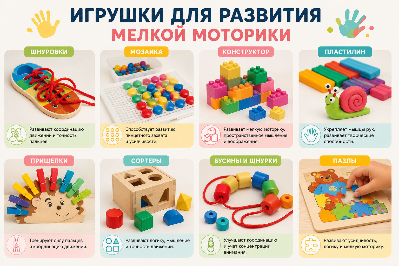 Игрушки для развития мелкой моторики у дошкольников