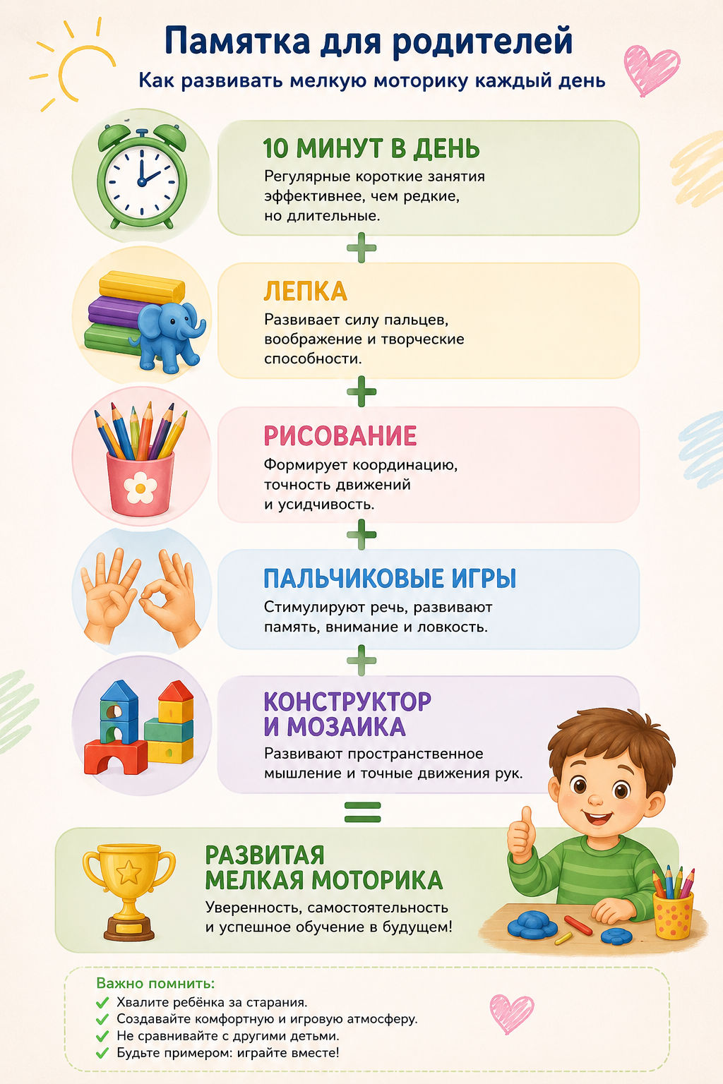 Памятка для родителей по развитию мелкой моторики у дошкольников