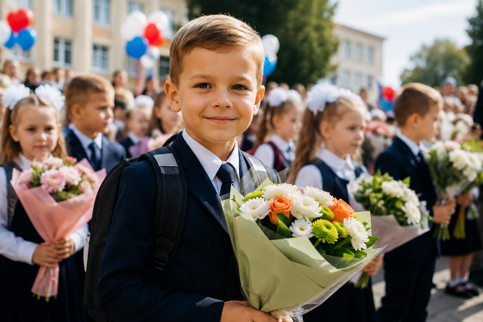 Первоклассник на линейке 1 сентября