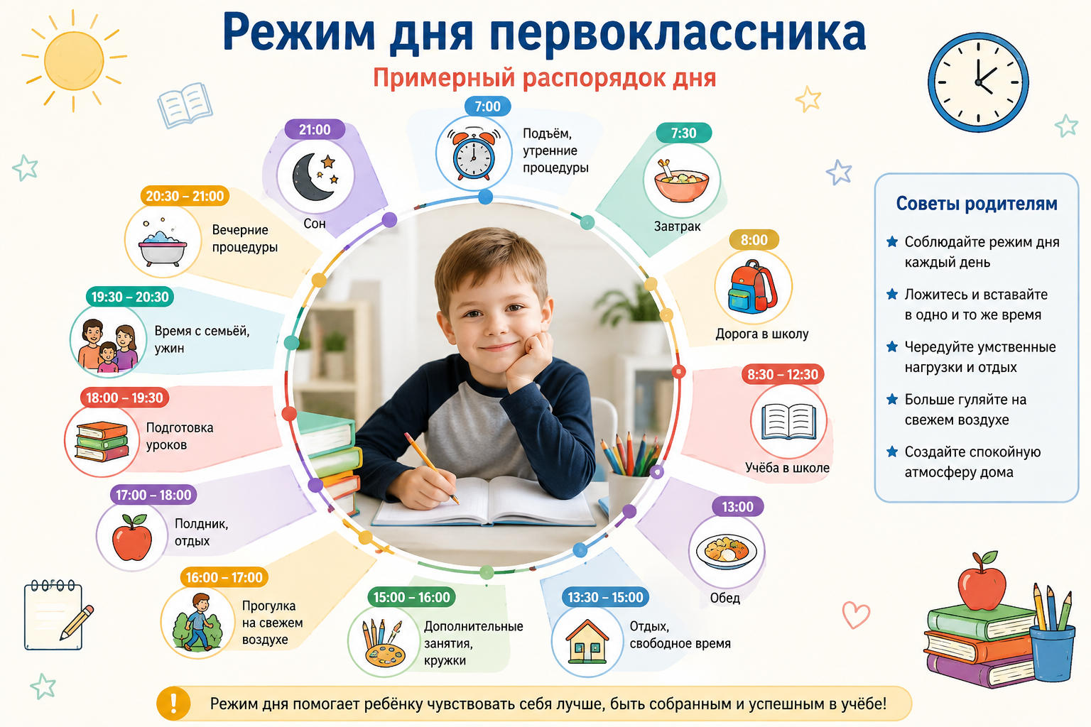 Режим дня первоклассника перед школой
