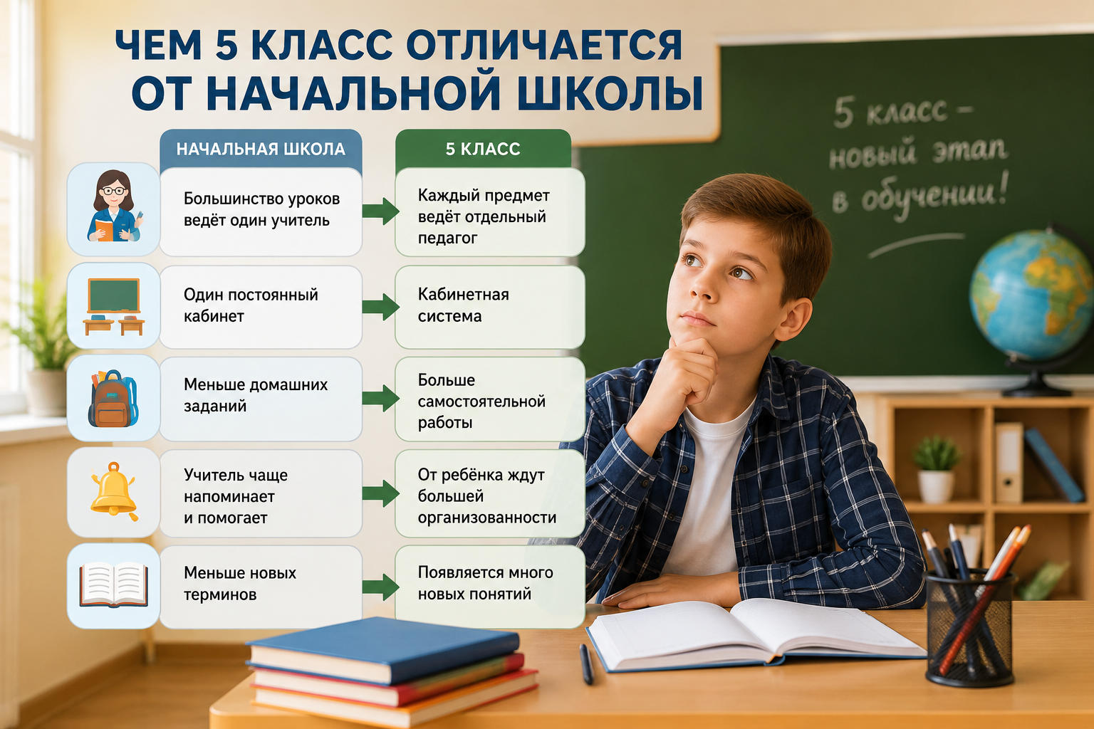 Переход ребенка из начальной школы в 5 класс