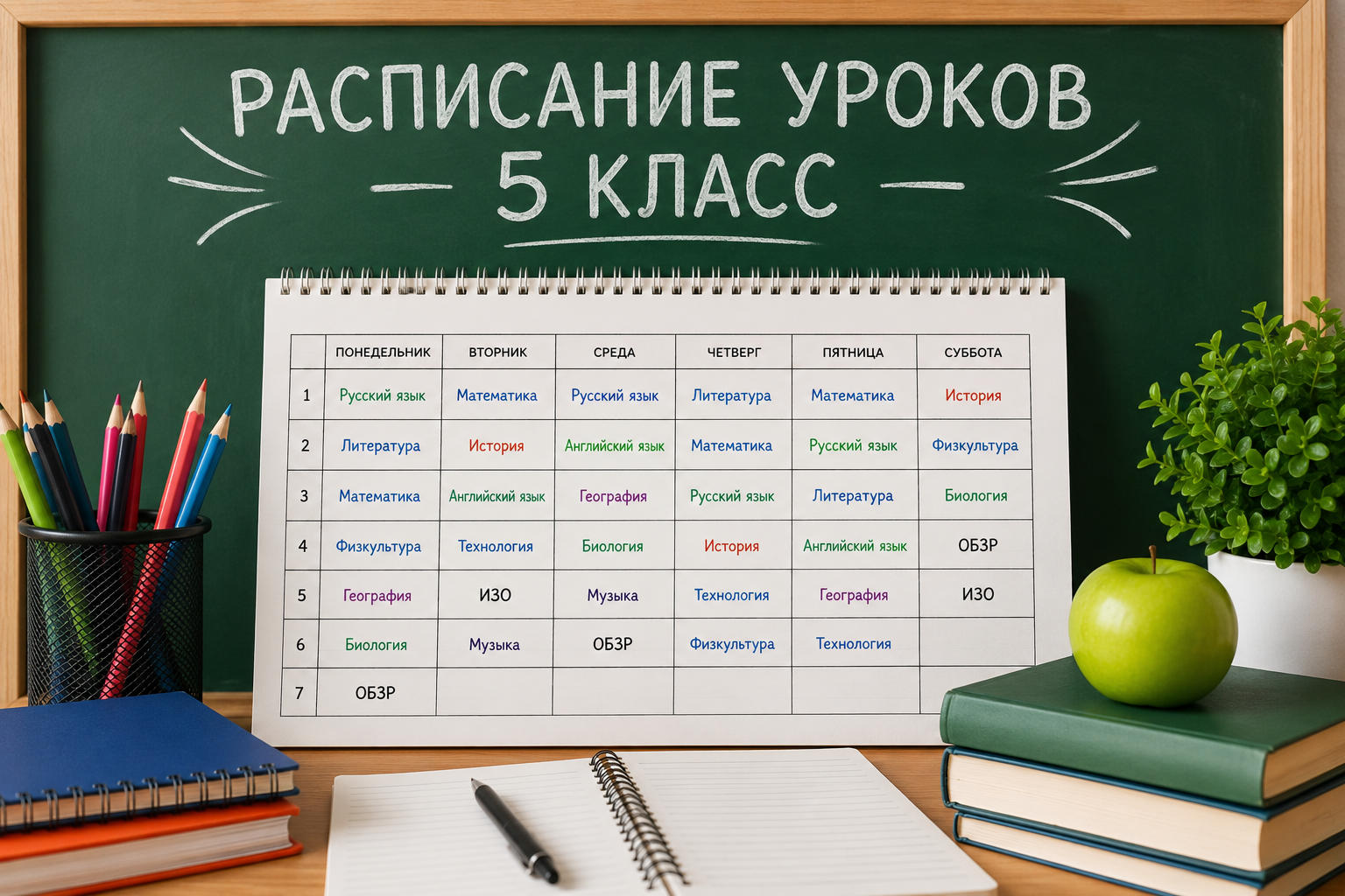 Расписание уроков и учебная нагрузка в 5 классе