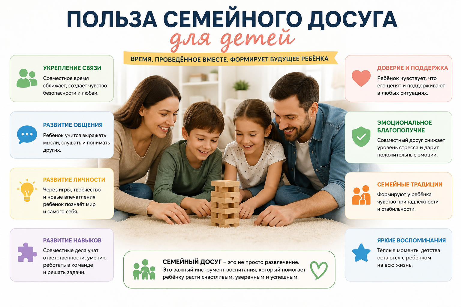 Польза семейного досуга для развития ребёнка