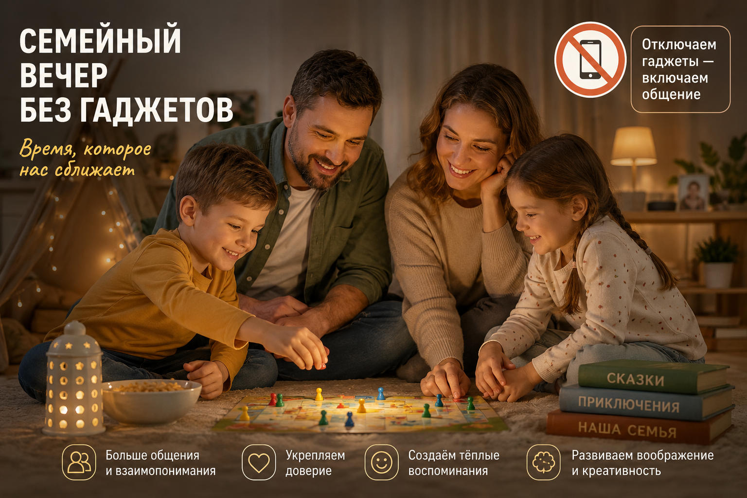 Семейный вечер без гаджетов для укрепления общения с ребёнком