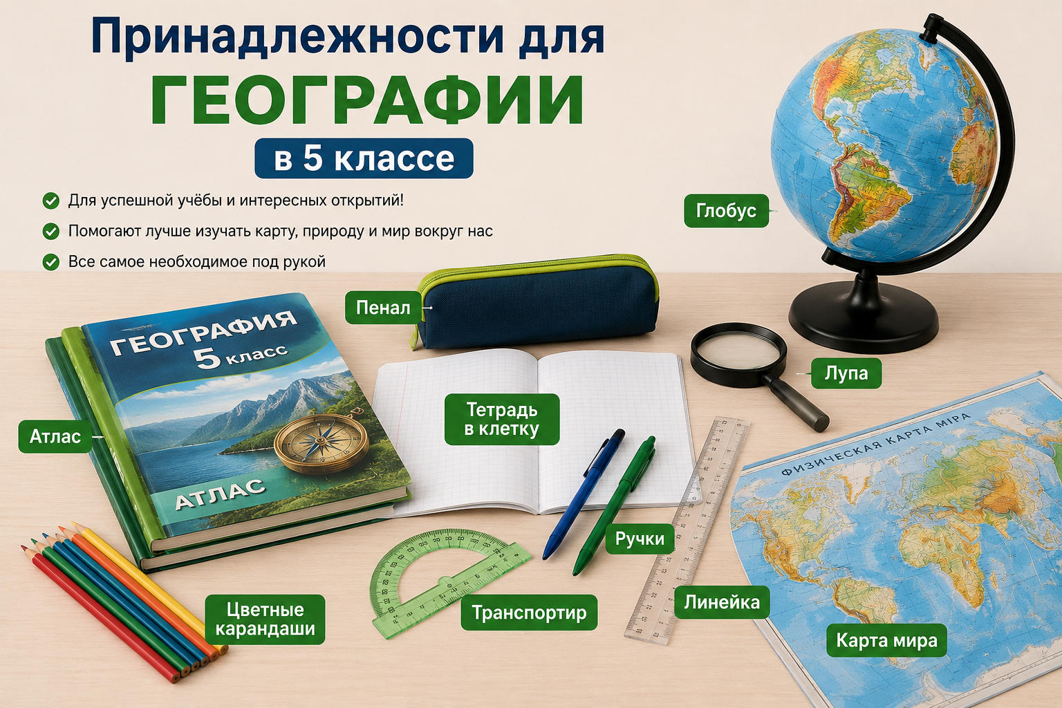 Что нужно для географии в 5 классе Принадлежности для географии в 5 классе