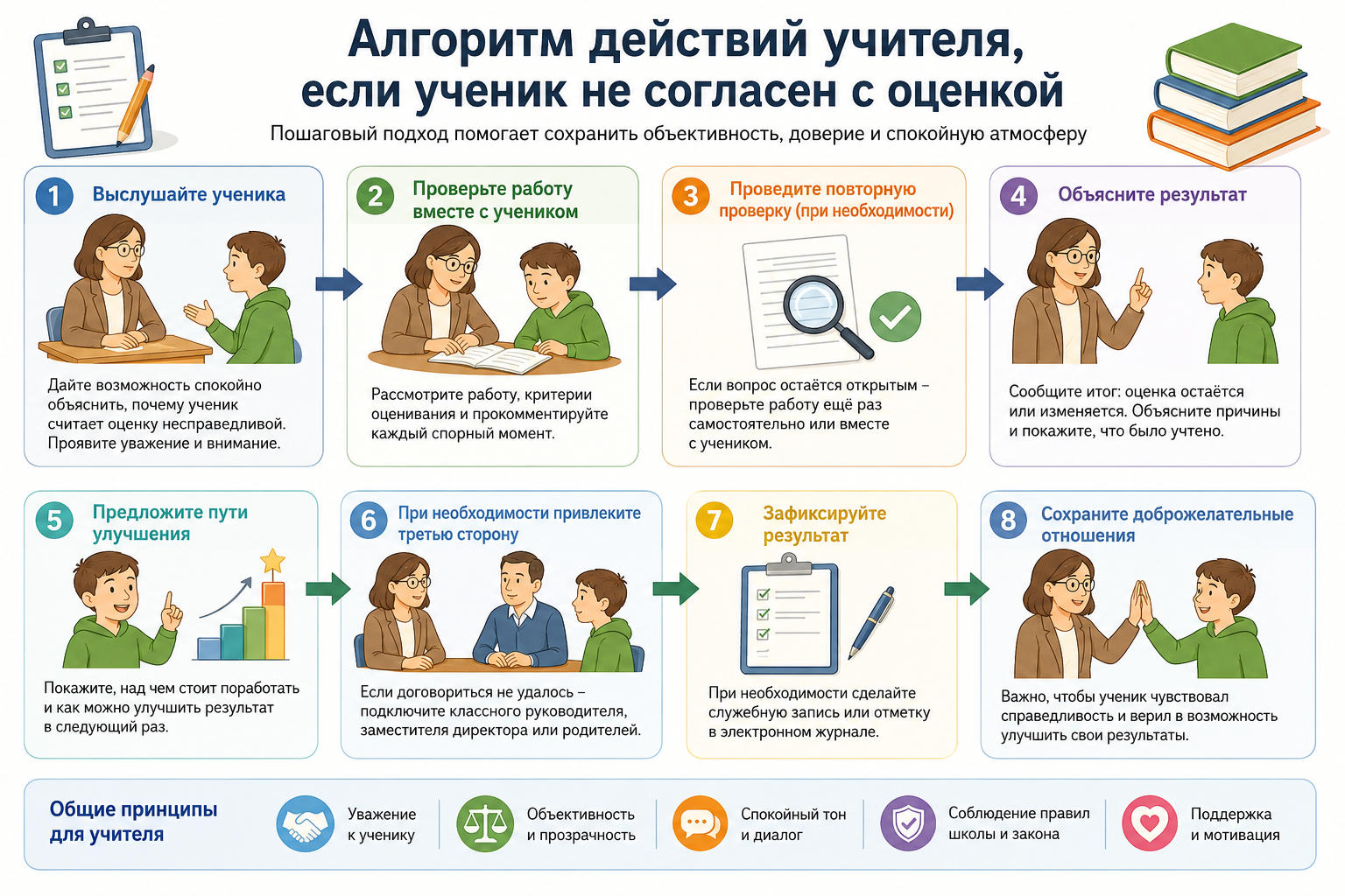 Алгоритм действий учителя если ученик не согласен с оценкой