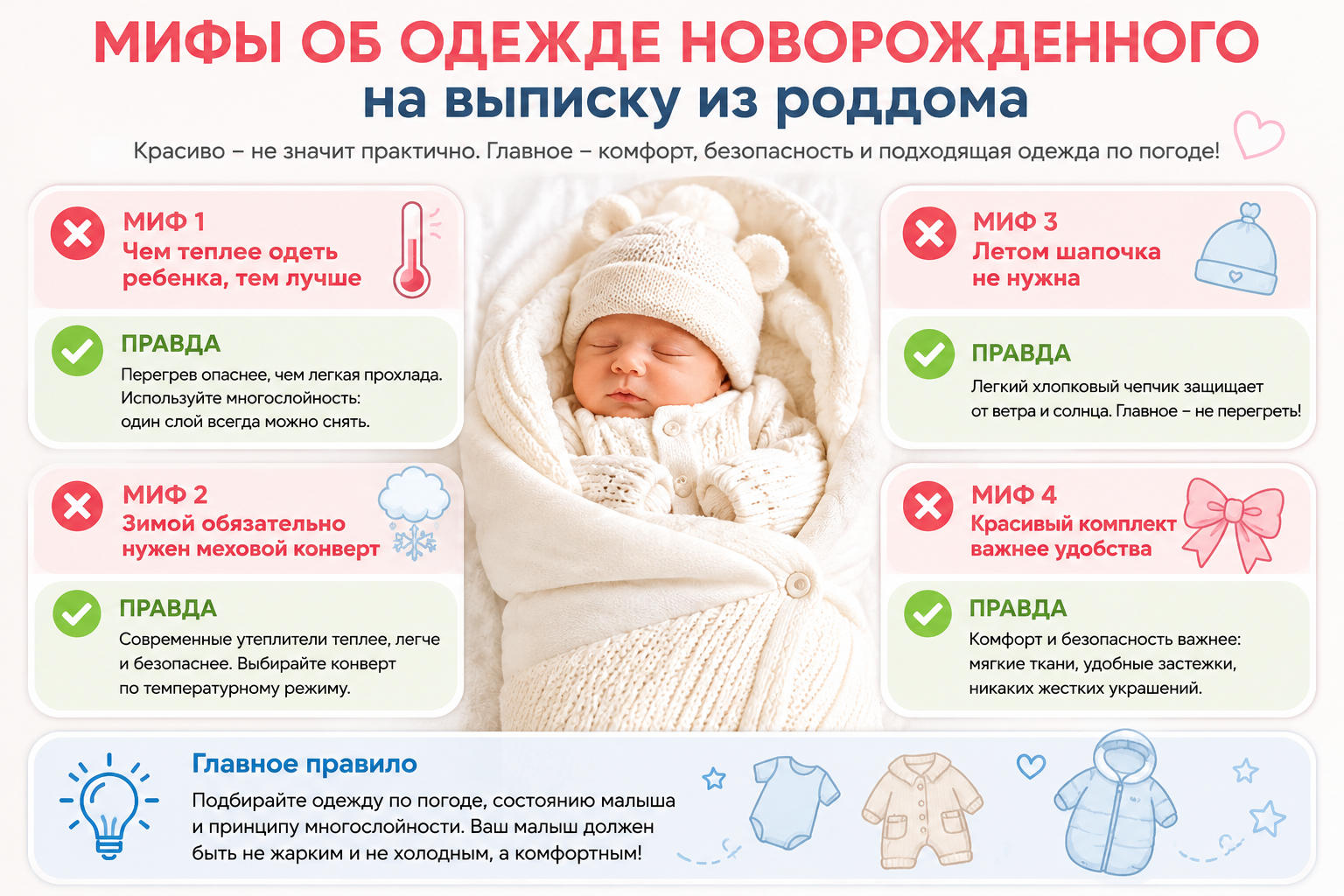 Мифы об одежде новорожденного на выписку из роддома