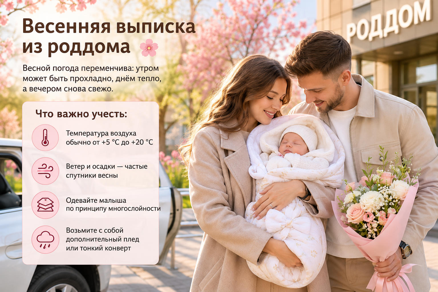Выписка новорожденного весной Во что одеть новорожденного на выписку весной