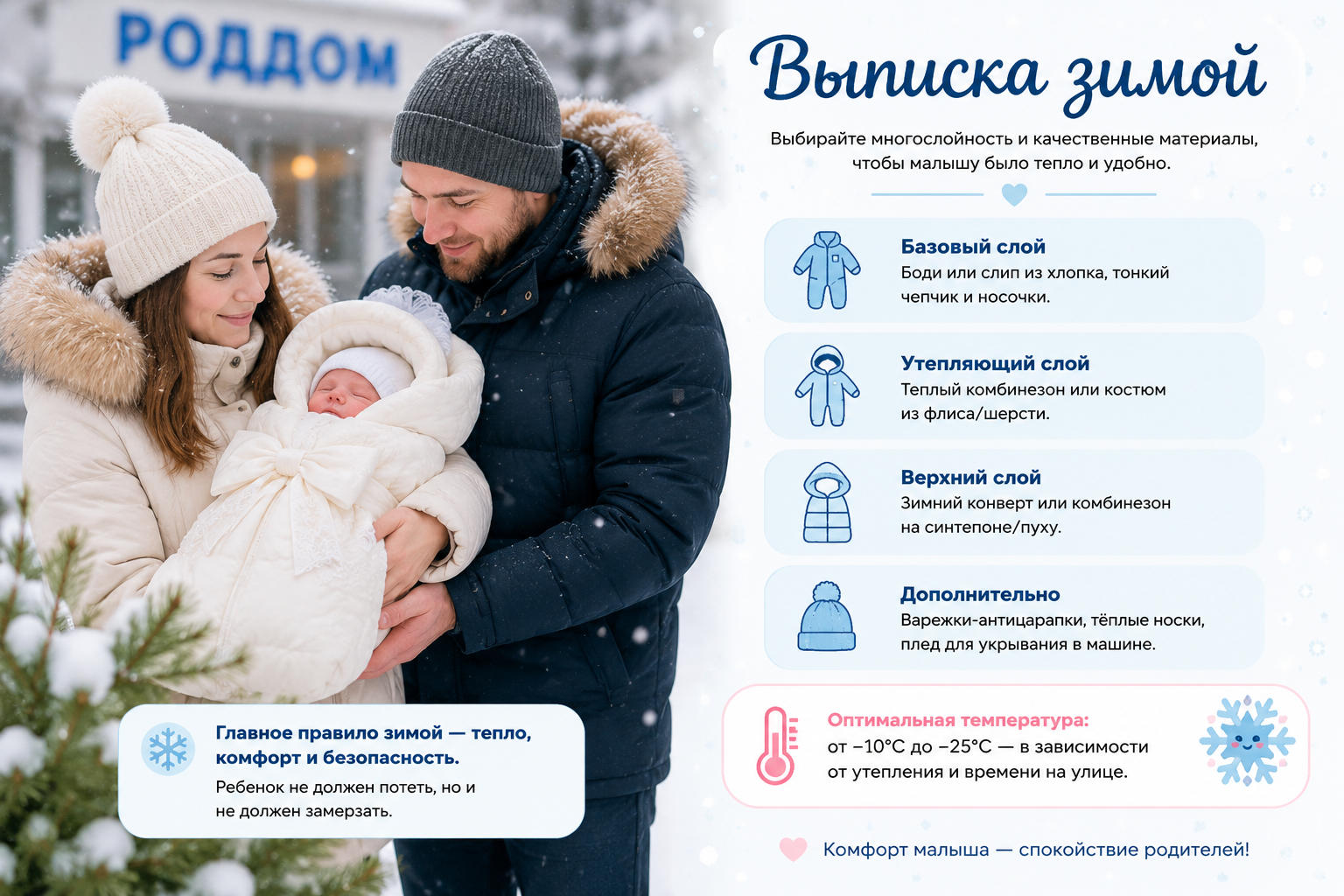Выписка новорожденного зимой Во что одеть новорожденного на выписку зимой