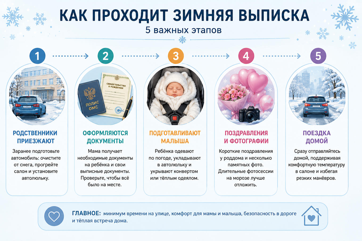 Как проходит выписка из роддома зимой по этапам