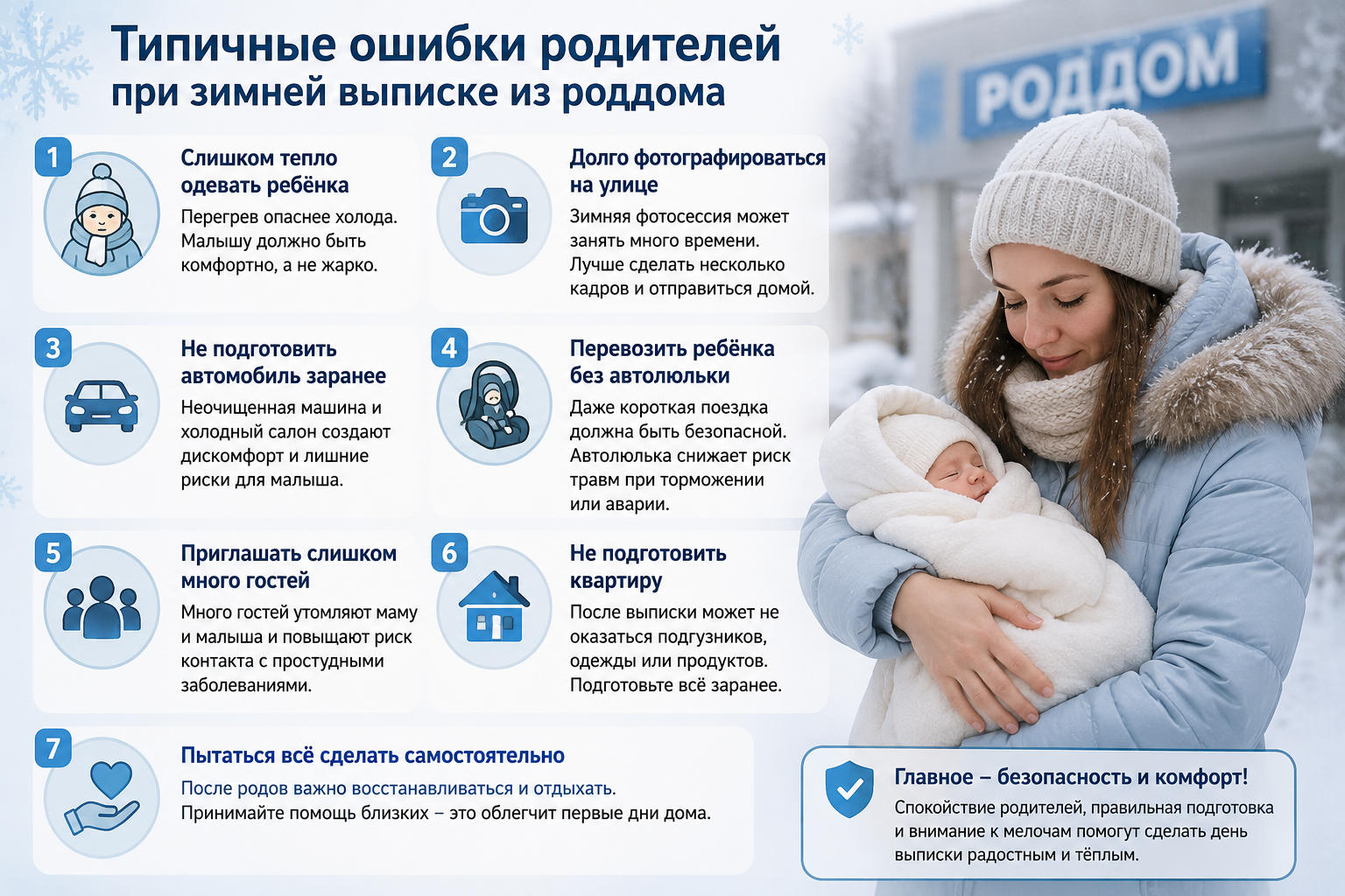 Типичные ошибки родителей при зимней выписке из роддома