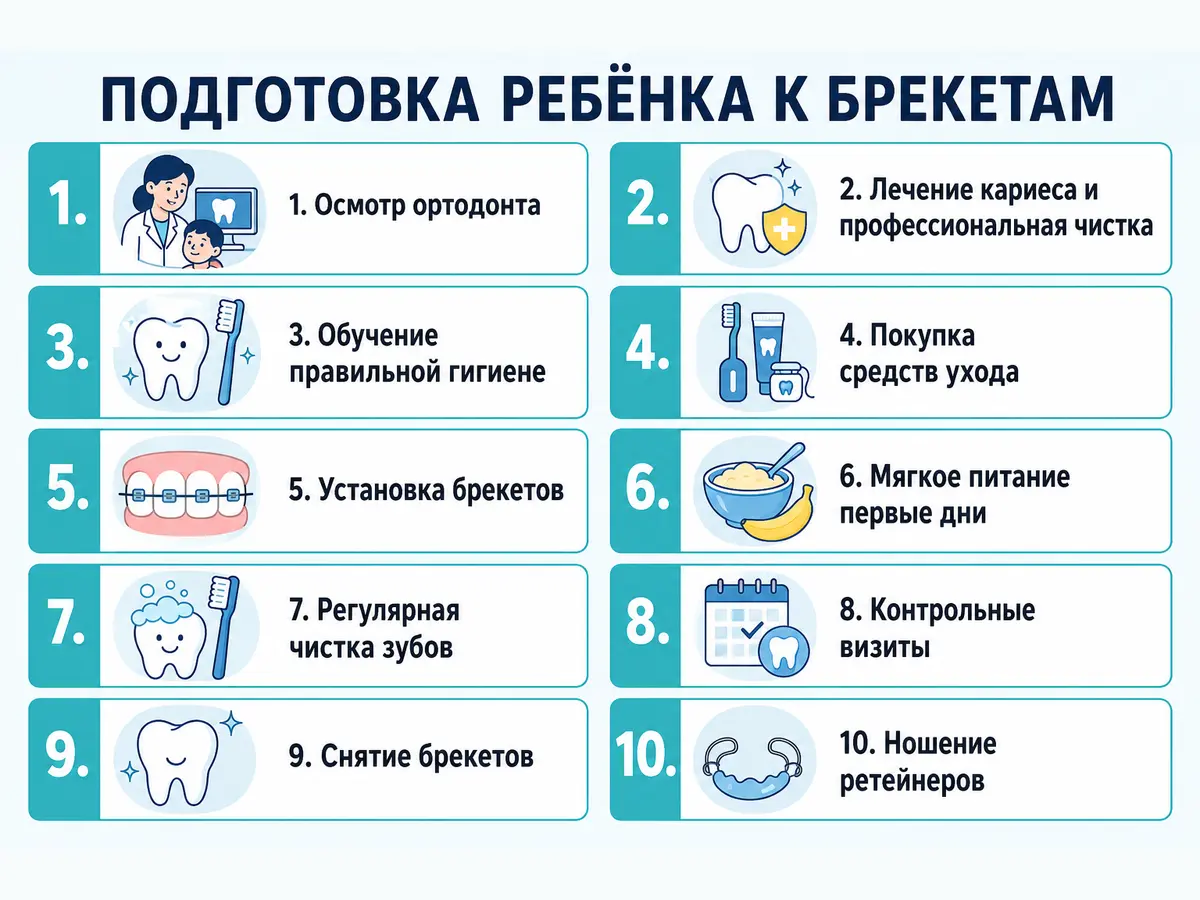 Памятка по подготовке ребёнка к установке брекетов
