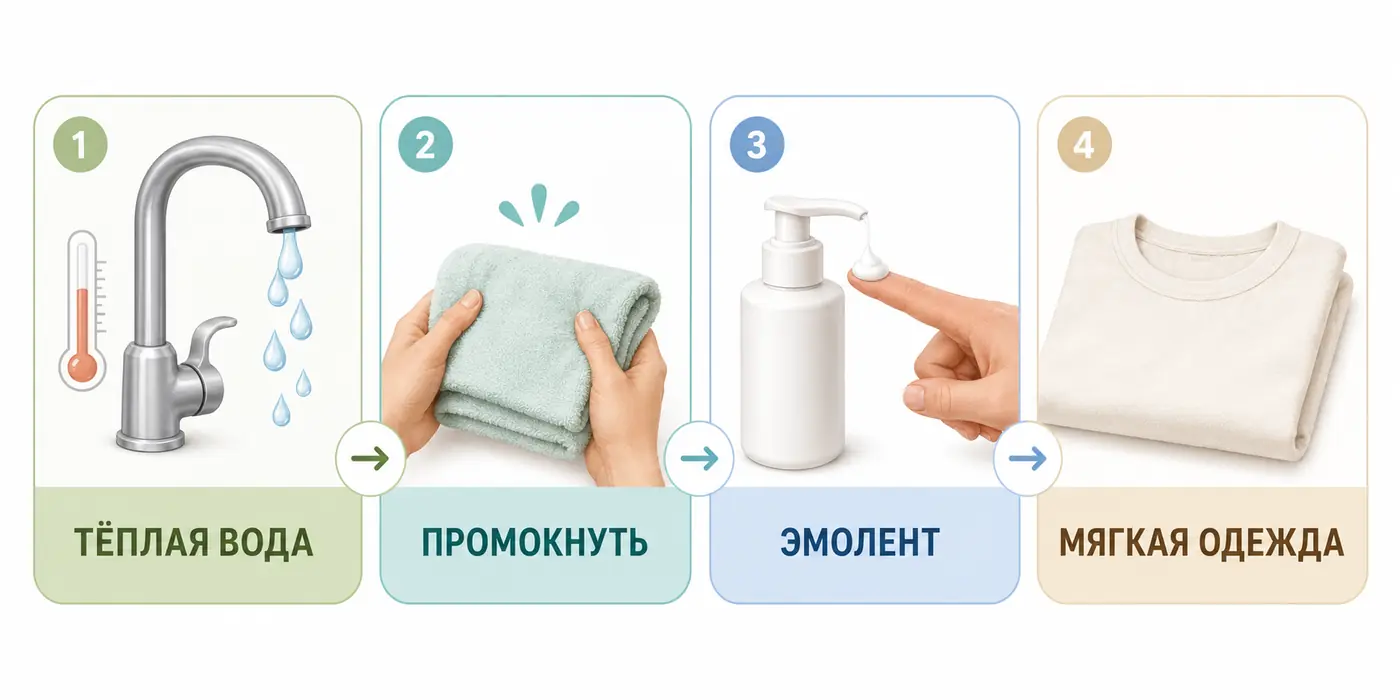 Четыре шага ухода за кожей ребёнка при атопическом дерматите