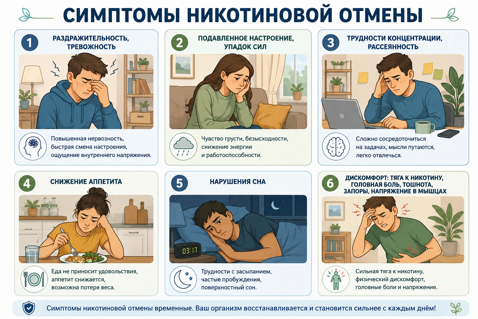 Подросток отдыхает дома во время первых дней отказа от никотина